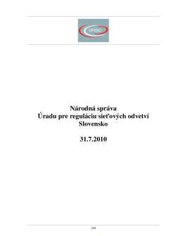 Národná správa Úradu pre reguláciu sieťových odvetví Slovensko