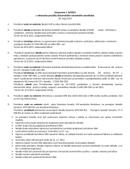 Uznesenie č. 8/2013 z rokovania prezídia Slovenského národného