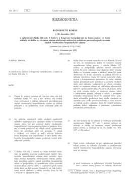 Rozhodnutie Komisie z 20.12.2011 o uplatňovaní článku 106 ods. 2