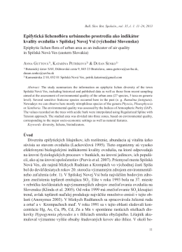 Epifytická lichenoflóra urbánneho prostredia ako indikátor kvality