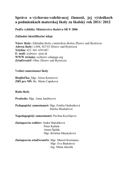 Správa o výchovno-vzdelávacej činnosti MŠ za šk. rok 2011/2012
