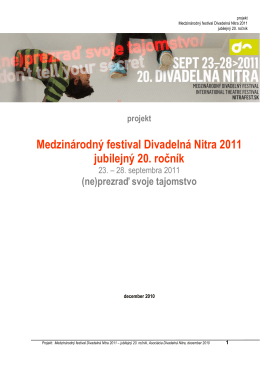 projekt Medzinárodný festival Divadelná Nitra 2011 jubilejný 20. ročník