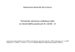 Tematický výchovno-vzdelávací plán zo slovenského jazyka pre 8