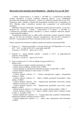 Záverečný účet mestskej časti Bratislava – Karlova Ves za rok 2013