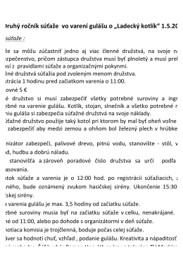 Druhý ročník súťaže vo varení gulášu o „Ladecký kotlík“ 1.5.2014