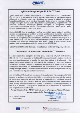 React Declaration of Accession – ByvaPro, s.r.o.