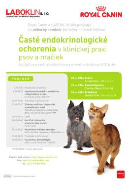 Časté endokrinologické ochorenia - Komora veterinárnych lekárov SR