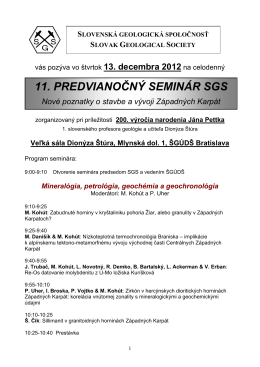 Zoznam príspevkov na PVS 2009 - Slovenska geologicka spoločnosť