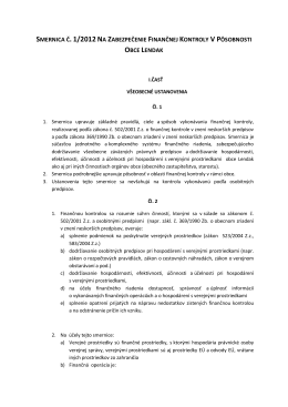 smernica č. 1/2012 na zabezpečenie finančnej kontroly v pôsobnosti