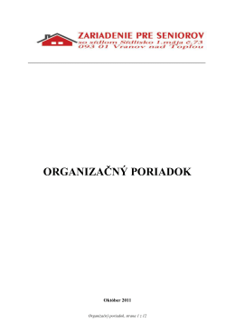 organizačný poriadok - Zariadenie pre seniorov, Vranov nad Topľou