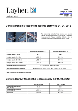 Cenník prenájmu fasádneho lešenia platný od 01. 01. 2012 Cenník