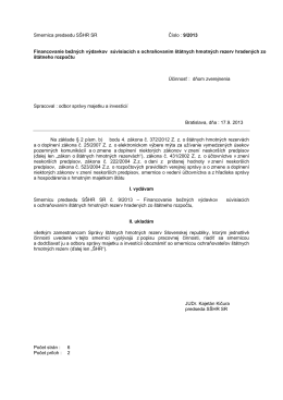 Smernica č. 9-2013 Financovanie bežných výdavkov súvisiacich s