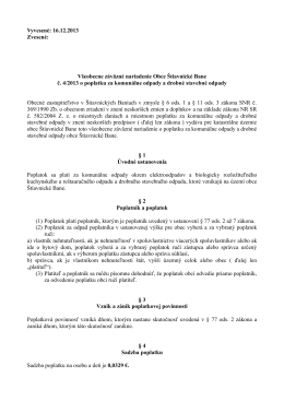 Všeobecne záväzné nariadenie Obce Štiavnické Bane č. 4/2013 o