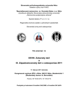 XXVIII. Zoborský deň a IX. Západoslovenský deň o osteoporóze 2011