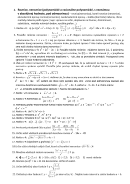 4. Rovnice, nerovnice (polynomické a racionálne polynomické, s