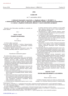 372/2012 Zákon o štátnych hmotných rezervách ao doplnení zákona