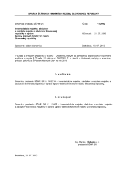 Smernica č. 14-2010 - Správa štátnych hmotných rezerv Slovenskej