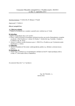 Uznesenie Obecného zastupiteľstva v Pozdišovciach č. 06/2013 zo