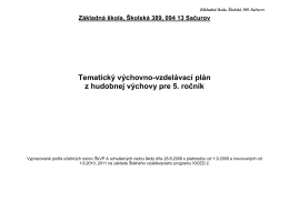 Tematický výchovno-vzdelávací plán z hudobnej výchovy pre 5. ročník