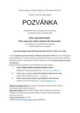 Stiahnuť pozvánku (PDF) - Rada slovenských vedeckých spoločností