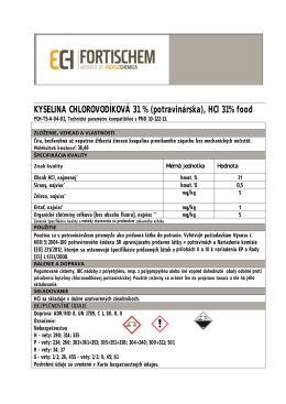 Kyselinaleina chlorovidíková- potravinárska, 31%