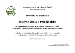 Jaskyne Uralu a Pribajkalska - Slovenska geologicka spoločnosť