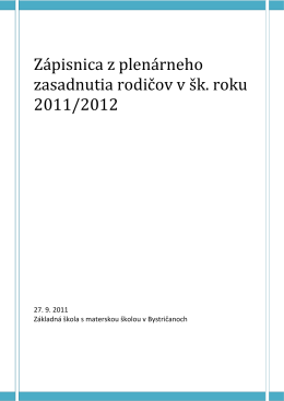 Zápisnica z plenárneho zasadnutia rodičov v šk. roku 2011/2012