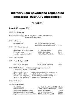 Ultrazvukom navádzaná regionálna anestézia (USRA) v algeziológii