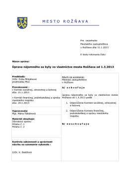 Úprava nájomného za byty vo vlastníctve mesta Rožňava od 1.3.2013
