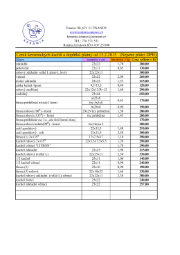Ceník keramických kachlí a doplňků platný od 15.2.2015 (Nejsme