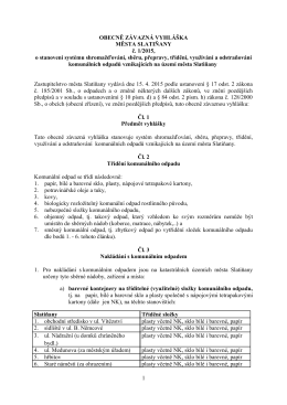 Obecně závazná vyhláška města Slatiňany č. 1/2015 o stanovení