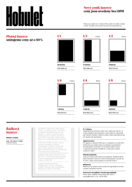 1/1 Řádková inzerce Nový ceník inzerce ceny jsou