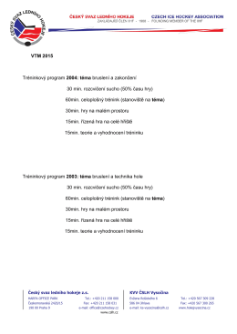 VTM 2015 Tréninkový program 2004: téma bruslení a zakončení 30