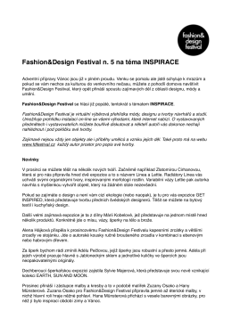 Fashion&Design Festival n. 5 na téma INSPIRACE