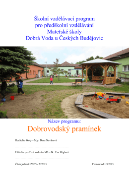 Školní vzdělávací program - ZŠ a MŠ Dobrá Voda u Českých