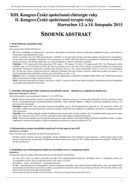 sborník abstrakt - Ústav chirurgie ruky a plastické chirurgie Vysoké