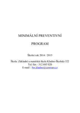 minimální preventivní program školní rok 2014/2015