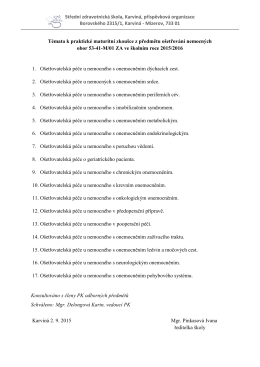 témata z ošetřování nemocných - Střední zdravotnická škola, Karviná