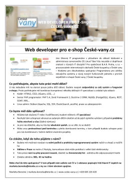 Web developer pro e-shop České