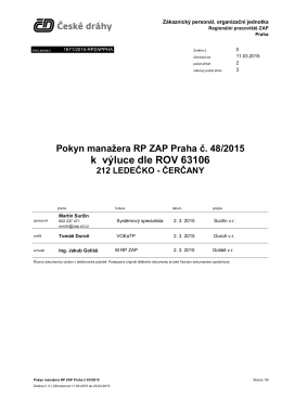 Pokyn manažera RP ZAP Praha č. 48/2015
