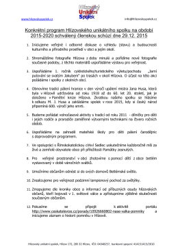 Konkrétní program Hlízovského unikátního spolku na období 2015
