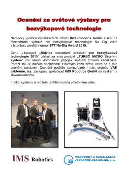Společnost IMS Robotics získala mezinárodní ocenění