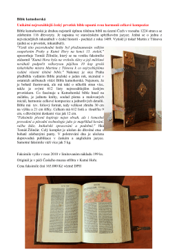 Bible kutnohorská Unikátní nejrozsáhlejší český prvotisk bible