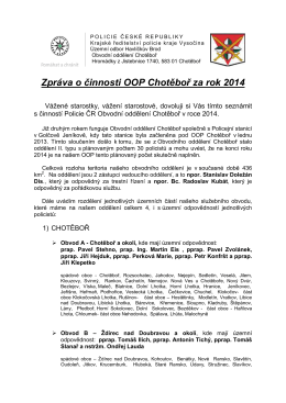 Zpráva o činnosti OOP C činnosti OOP Chotěboř za rok