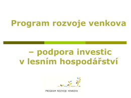Investiční opatření Programu rozvoje venkova 2014-2020
