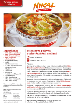Zeleninová polévka s celestýnskými nudlemi Ingredience