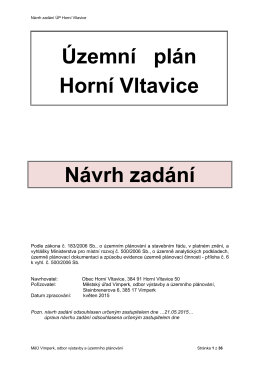 Územní plán - návrh zadání - Obecní úřad Horní Vltavice