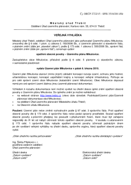 Veřejná vyhláška – oznámení vydání Územního plánu Mikulovice