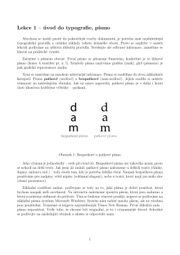 Lekce 1 – úvod do typografie, p´ısmo