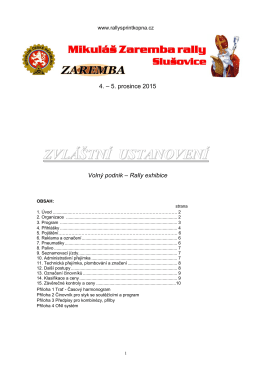 Zvláštní ustanovení  - Mikuláš Zaremba Rally Slušovice 2015